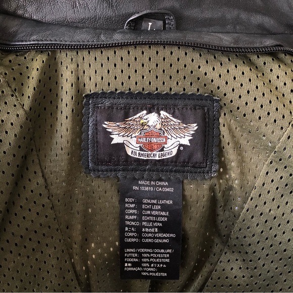 Women’s Harley Davison Gunuine Leather Motorcycle Jacket Size Large Embroidered - Picture 9 of 10